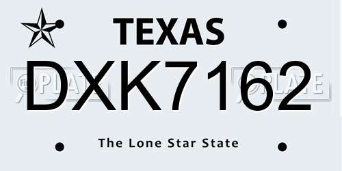 DXK7162 Texas License Plate