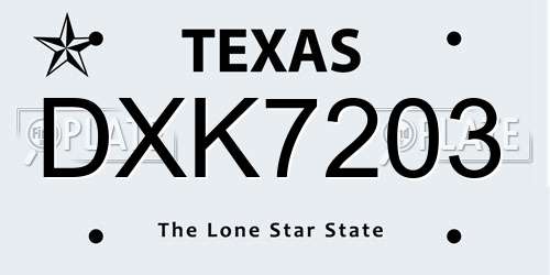DXK7203 Texas License Plate