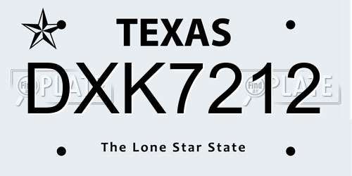 DXK7212 Texas License Plate