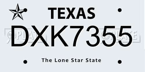 DXK7355 Texas License Plate