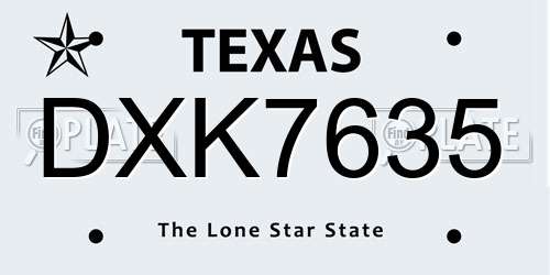 DXK7635 Texas License Plate