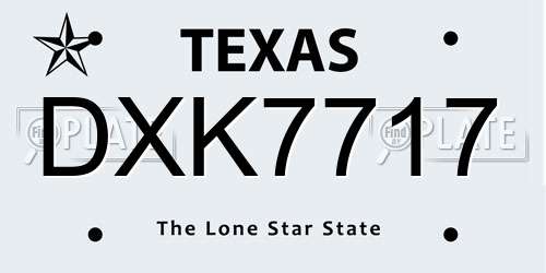 DXK7717 Texas License Plate