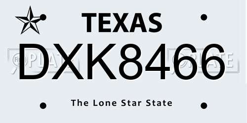 DXK8466 Texas License Plate