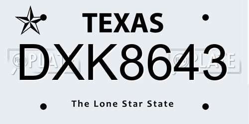 DXK8643 Texas License Plate
