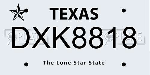 DXK8818 Texas License Plate