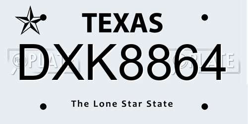 DXK8864 Texas License Plate