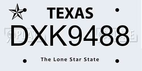 DXK9488 Texas License Plate