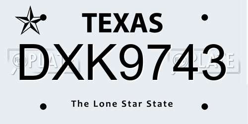 DXK9743 Texas License Plate