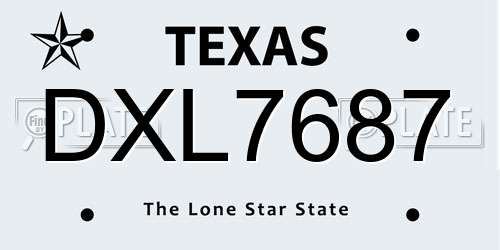 DXL7687 Texas License Plate
