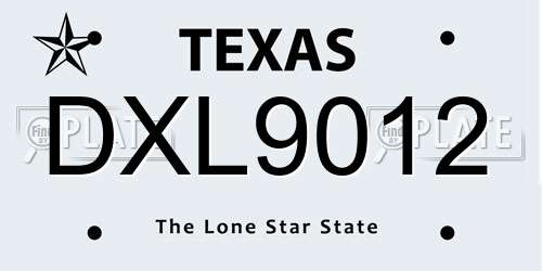 DXL9012 Texas License Plate