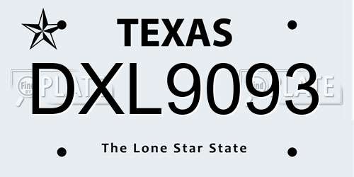 DXL9093 Texas License Plate