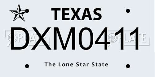 DXM0411 Texas License Plate