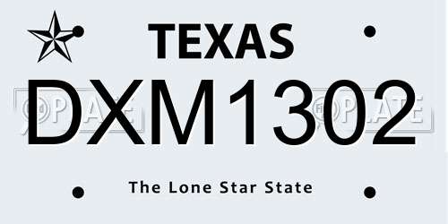 DXM1302 Texas License Plate