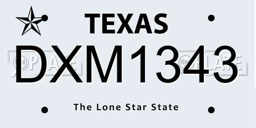 DXM1343 Texas License Plate
