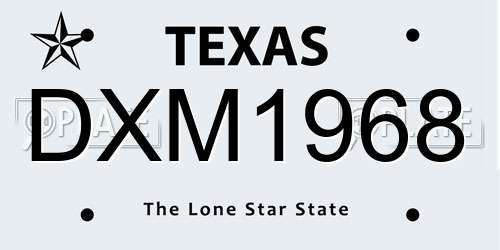 DXM1968 Texas License Plate