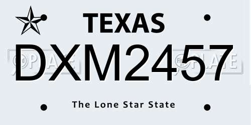DXM2457 Texas License Plate