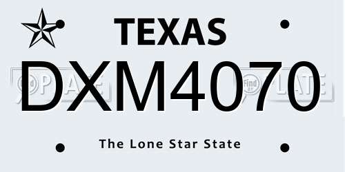DXM4070 Texas License Plate