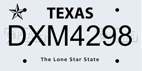 DXM4298 Texas License Plate