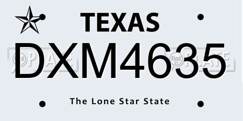 DXM4635 Texas License Plate