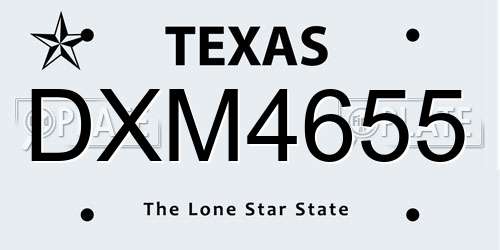DXM4655 Texas License Plate