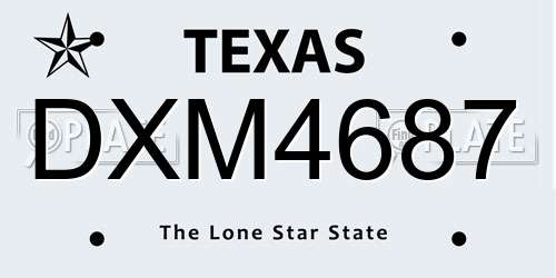 DXM4687 Texas License Plate
