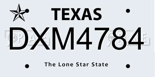 DXM4784 Texas License Plate