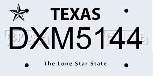 DXM5144 Texas License Plate