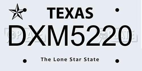 DXM5220 Texas License Plate