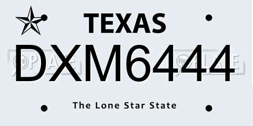 DXM6444 Texas License Plate