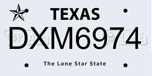 DXM6974 Texas License Plate