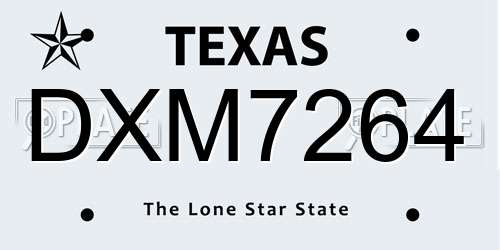 DXM7264 Texas License Plate