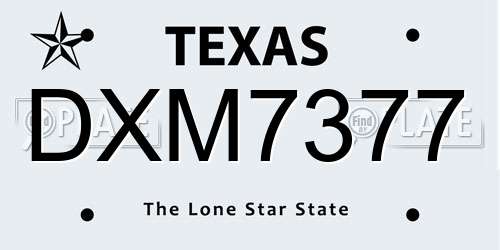 DXM7377 Texas License Plate