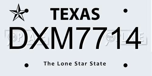 DXM7714 Texas License Plate