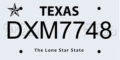 DXM7748 Texas License Plate
