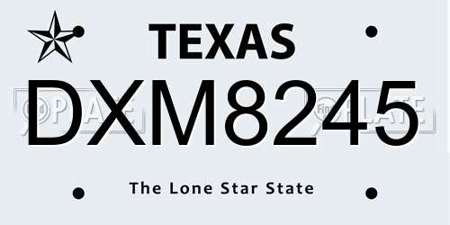 DXM8245 Texas License Plate