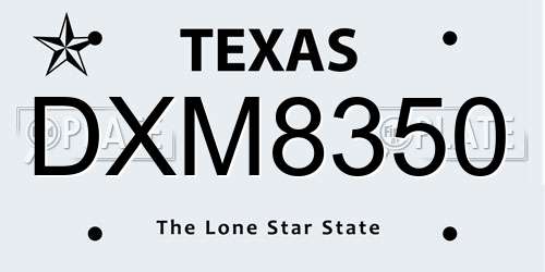DXM8350 Texas License Plate