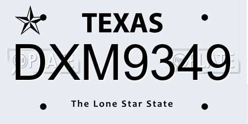 DXM9349 Texas License Plate