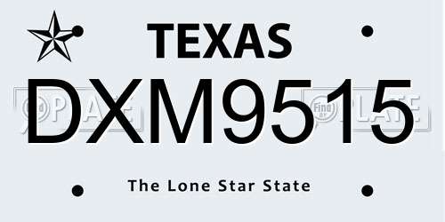 DXM9515 Texas License Plate