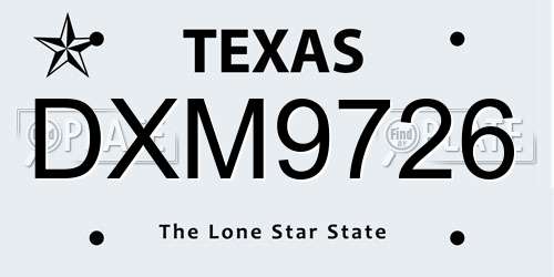 DXM9726 Texas License Plate