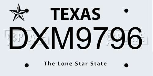 DXM9796 Texas License Plate