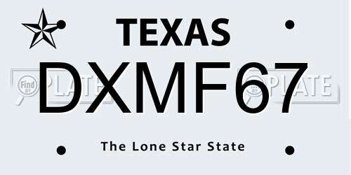 DXMF67 Texas License Plate
