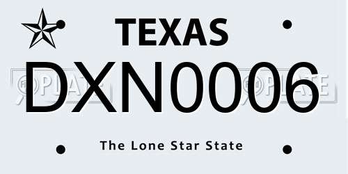 DXN0006 Texas License Plate
