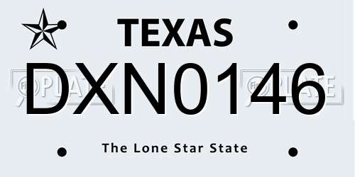 DXN0146 Texas License Plate