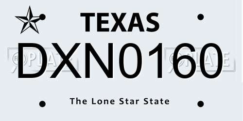 DXN0160 Texas License Plate
