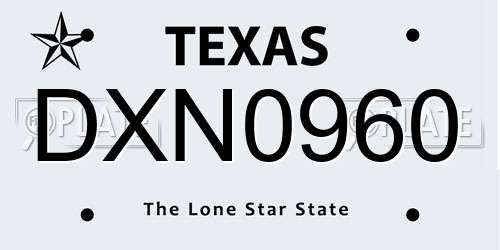 DXN0960 Texas License Plate
