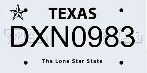 DXN0983 Texas License Plate