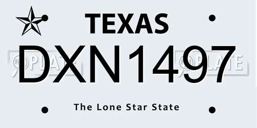 DXN1497 Texas License Plate