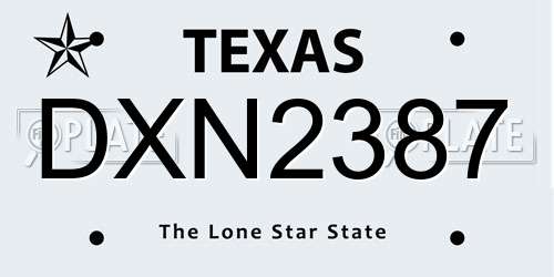 DXN2387 Texas License Plate