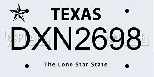 DXN2698 Texas License Plate