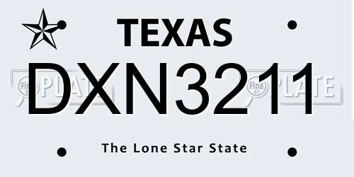DXN3211 Texas License Plate